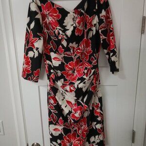 Dress size 10 Black and red three quarter length sleeves